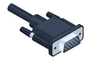 Isometric VGA port. graphics array. VGA connector. Connector and port. Computer hardware component. illustration vector