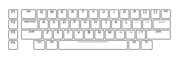Computer keyboard button layout with letters for graphic use. Modern computer keyboard. illustration vector