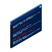 Source code isometric. Abstract programming language and program code on a screen. Isometric technology. vector
