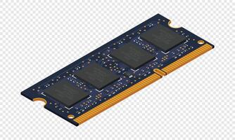 Isometric random access memory. RAM memory realistic 3d isometric, Computer hardware components, illustration. vector