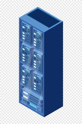 Isometric server. Network server room. 3D computer equipment. Storage database, Isometric technology