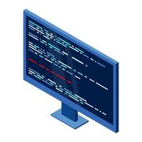 Isometric monitor. Computer monitor isometric desktop. Modern monitor. Isometric technology. vector