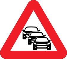 triangular sign for traffic jam. illustration of triangular isolated on white background sign. in modern style vector