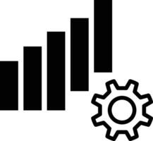 Bar chart with gear settings icon. black icon in trendy style. Editable stroke. vector