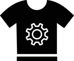 Tshirt with gear symbol icon. black design in trendy style. flat illustration. Editable stroke. vector