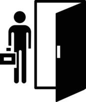 Employee leave exit Icon. Symbol isolated white background. black design in trendy style. flat illustration. color editable. vector