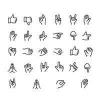 Sign Language Icon Set Hand Gestures Communication vector