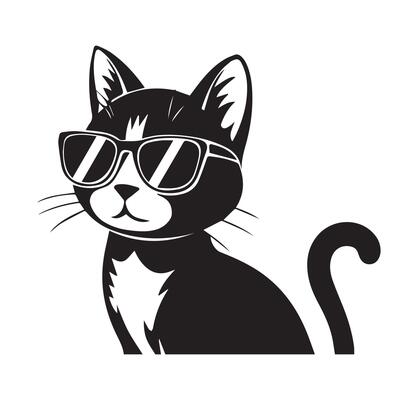Funky Cat Head with Sunglasses