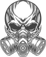 Skull with gas mask in a vintage style vector