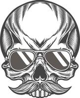 Skull with sunglasses and mustache vector