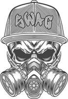 Skull in a gas mask with the word swag vector