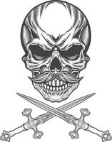 Skull with crossed swords vector
