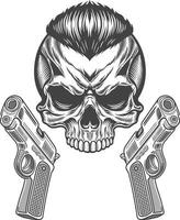 Skull with guns and mohawk on white background vector