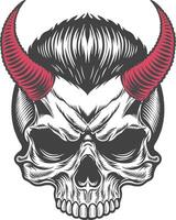 Devil skull with horns vector