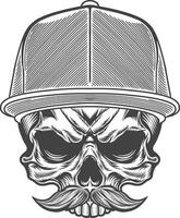 Skull with a hat and mustache vector