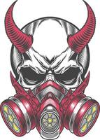 A skull with horns and a gas mask vector