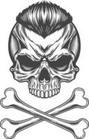Skull with mohawk and crossbones vector