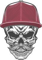 Skull with a mustache and a cap vector