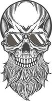 cráneo con barba y Gafas de sol ilustración vector