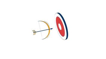 Bow and arrow hitting target 2D object doodle animation. Goal achievement, strategy. Marketing success. Accurate aim animated flat element isolated on white background. Cartoon 4K drawing video