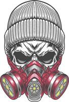 Skull wearing gas mask vector