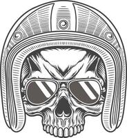 Skull wearing a helmet and sunglasses vector