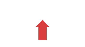 Single upward red arrow representing inflation and cost surge 2D cartoon object animation. Rising costs. Expense increase. Growing up price trend animated flat colorful item 4K isolated on white video