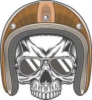 Skull wearing a motorcycle helmet and sunglasses vector