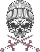 Skull with two swords vector