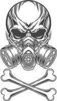Skull with gas mask and crossbones vector