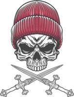 Skull with two crossed swords vector