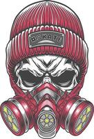 Skateboarder skull with gas mask vector