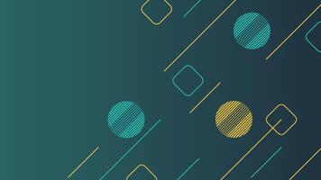 Elegant geometric design with abstract circles and lines in teal and yellow over a dark background perfect for luxury digital themes and creative design use vector