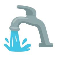 Sink faucet with running water vector