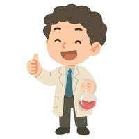 Cheerful Cartoon Scientist with Flask vector