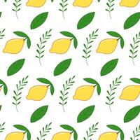 Lemon seamless pattern with leaves. Cute pattern for fabric, stationery. vector