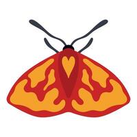 Colorful Moth isolated Illustration. Bright illustration of a colorful moth featuring bold red and orange pattern. Ideal for designs needing vibrant insect imagery and vivid colors vector