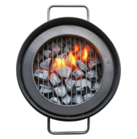 Round grill with coal isolated on transparent background png