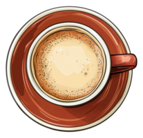 Illustration of a coffee cup and saucer, isolated on transparent background png