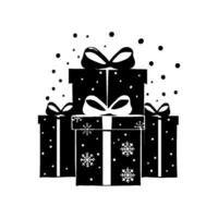 Silhouette three Christmas boxes with bows on top of them on white background. illustration vector