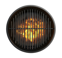 Empty round grill isolated on transparent background, top view png