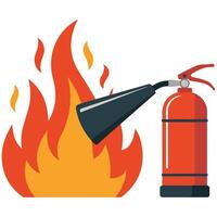 Fire with extinguisher safety isolated illustration on white background vector