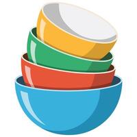 Stack of empty porcelain bowls isolated illustration on white background vector