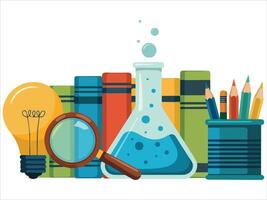 Science lab instruments set isolated illustration on white background vector