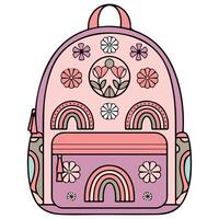 retro groovy backpack hippie style isolated illustration on white background vector