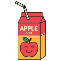 Apple juice box with straw isolated illustration on white background vector