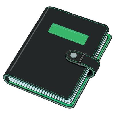 Black and red wallet accessory isolated illustration on white background