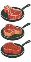 Grilling beef and pork process isolated illustration on white background vector
