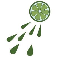 Half sliced juicy lime with water drops isolated illustration on white background vector