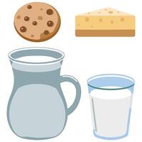Fresh dairy products set with cheese butter and ice cream isolated illustration on white background vector